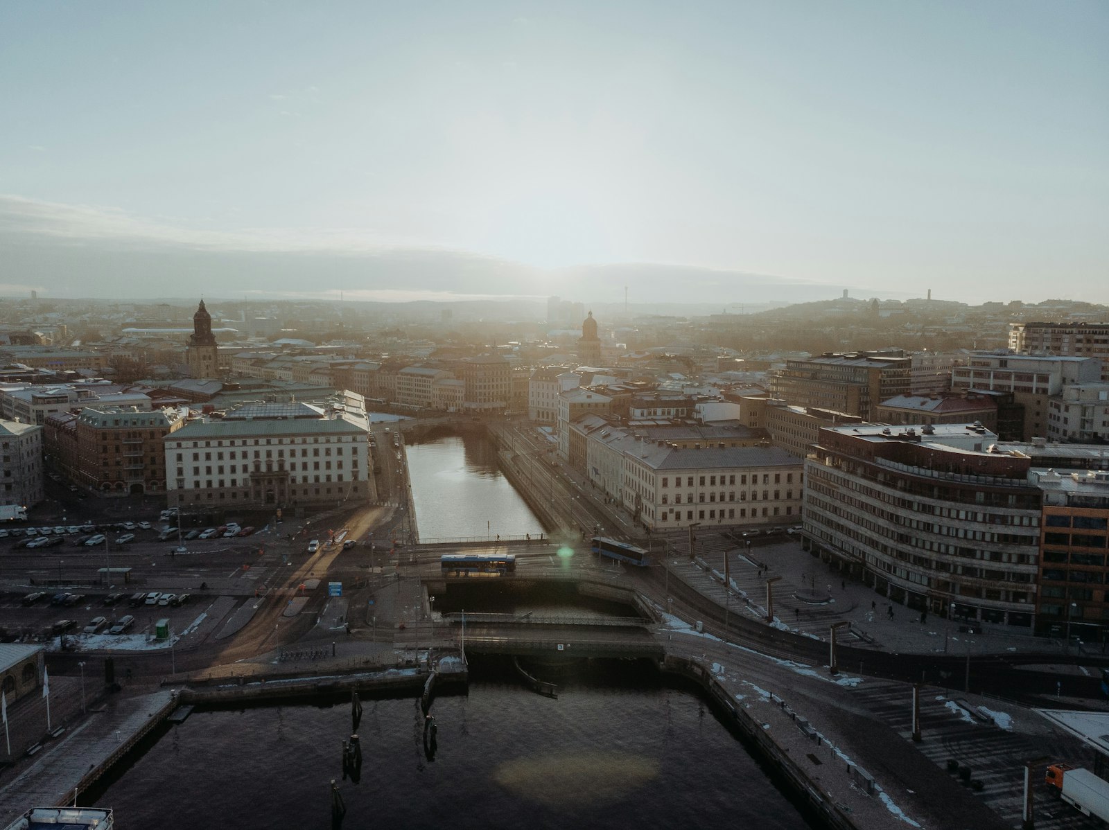 Göteborg: seværdigheder, tips og bedste rejsetid 1 Luftfoto af Göteborg ved solopgang om vinteren